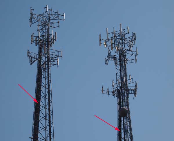 Cellular towers connected by fiber optics